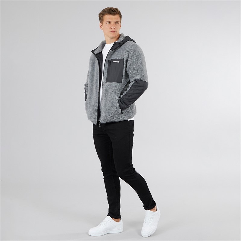 Bench Heren Brecon Zip Through Sherpa Fleece Grijs Melange - Afbeelding 4