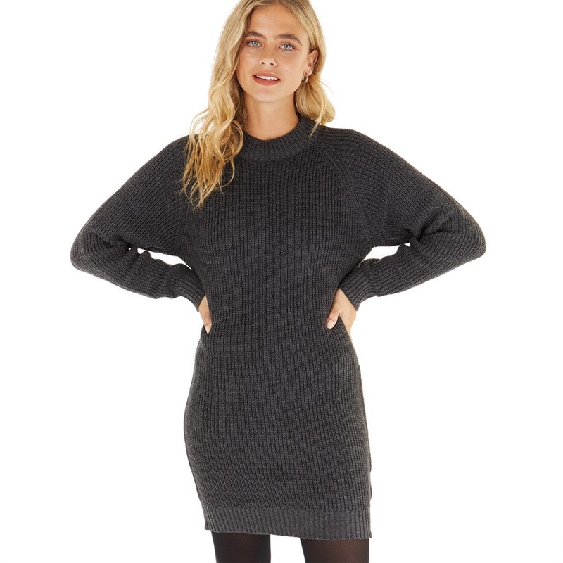 Bench Zwarte gebreide jurk Karlie Dames Melange