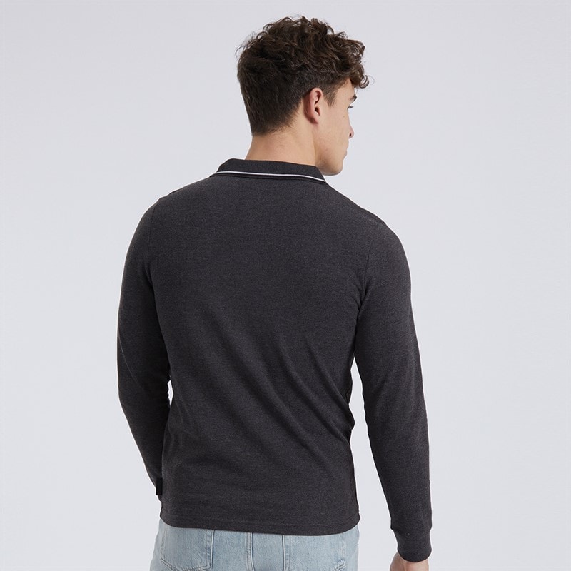 Bench Polo Homme à manches longues Telles Charcoal Marl - Image 2