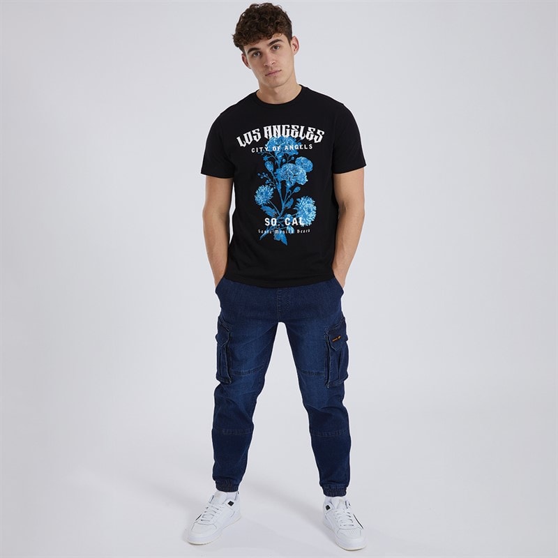 Bench Heren Goffey Slim Fit Jeans Donker Indigo Was - Afbeelding 4