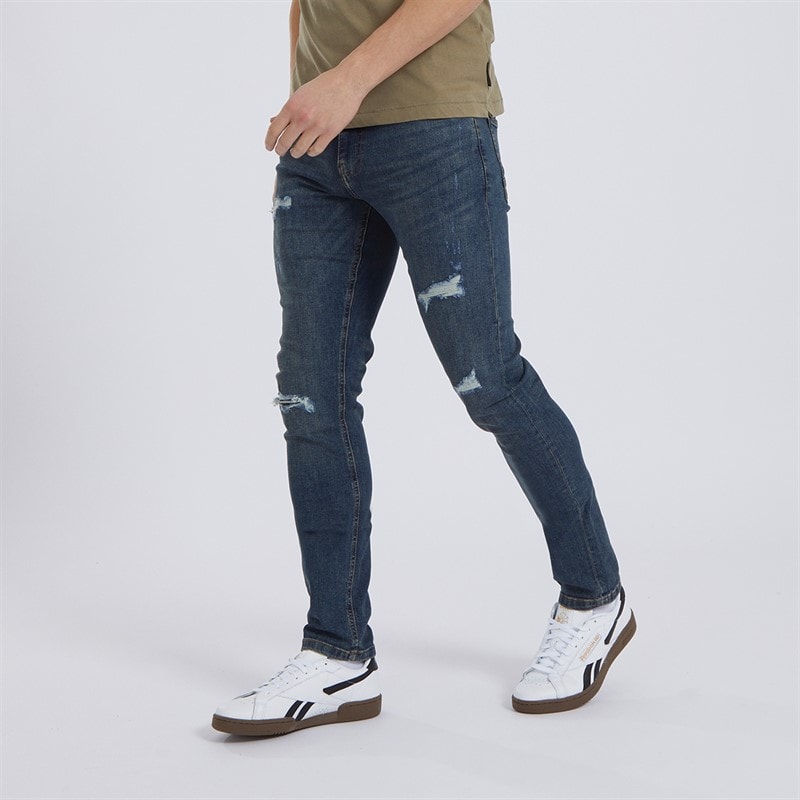Bench Heren Relaxte Tapered Jeans Vintage Blauw