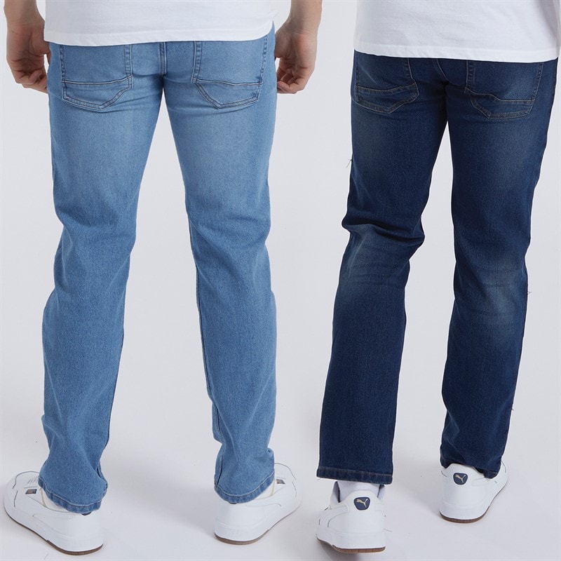 Bench Heren Stuart Set van 2 Rechte Pasvorm Jeans Indigo/Mid Wash - Afbeelding 2