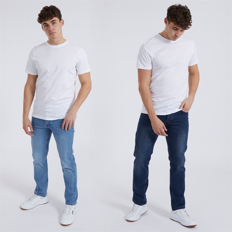 Bench Heren Stuart Set van 2 Rechte Pasvorm Jeans Indigo/Mid Wash - Afbeelding 3