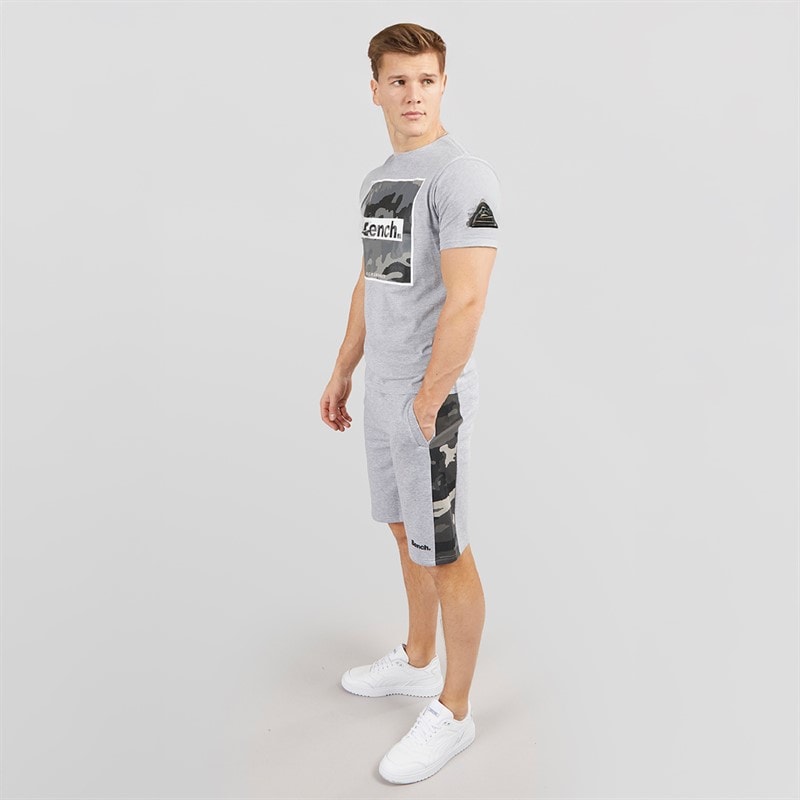 Bench Heren Sanlo T-shirt En Korte Broek Set Grey Marl - Afbeelding 4