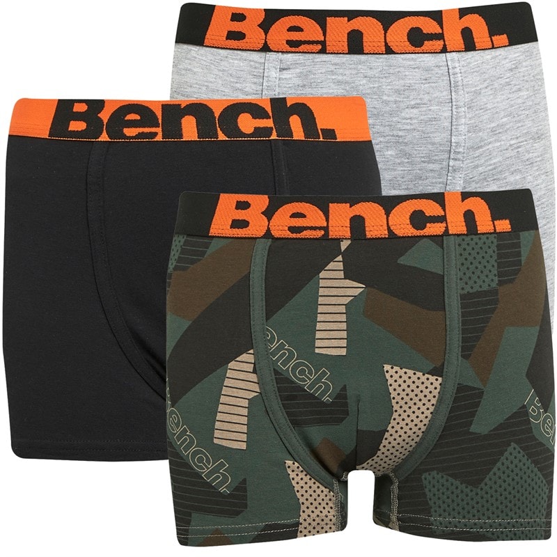 Bench Jongens Boxers Drie Pak Digi Camo/Zwart/Grijs Melange