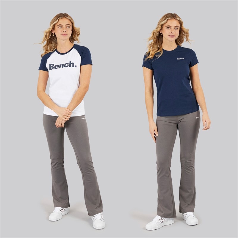 Bench Twee T-shirts Dames Nerissa Wit/Marineblauw - Afbeelding 3