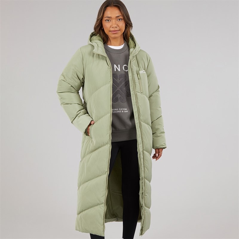Bench Veste Matelassée à Capuche Longue Eloraina Femme Kaki Clair