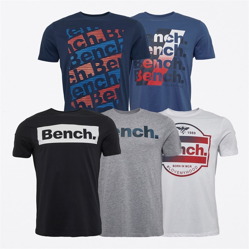 Bench Herenshirts Beoley 5-pack Mid Blue/Wit/Zwart/Grijs Melange/Donkerblauw - Afbeelding 1