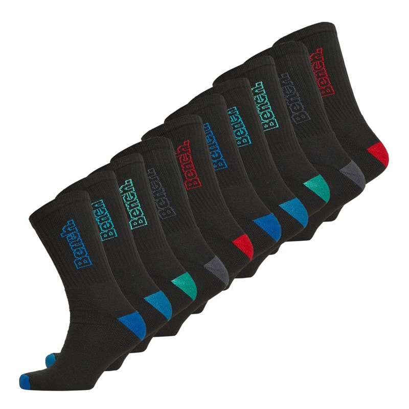 Bench Heren Atlas Tien Paar Gevoerde Crew Sokken Zwart/Multi - Afbeelding 1