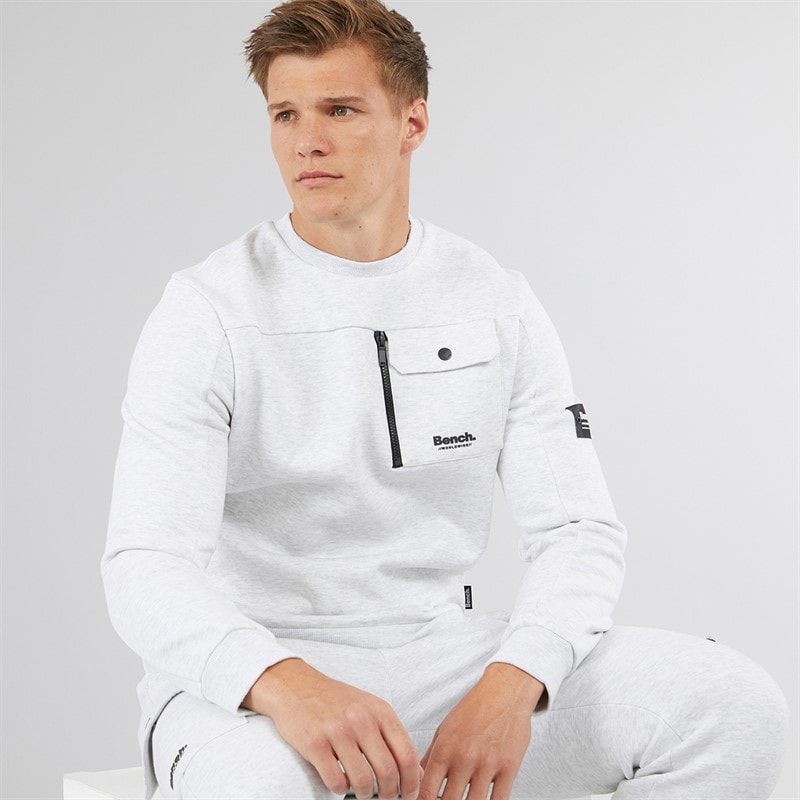 Bench Heren Rissio Utility Sweatshirt Licht Grijs Gemêleerd