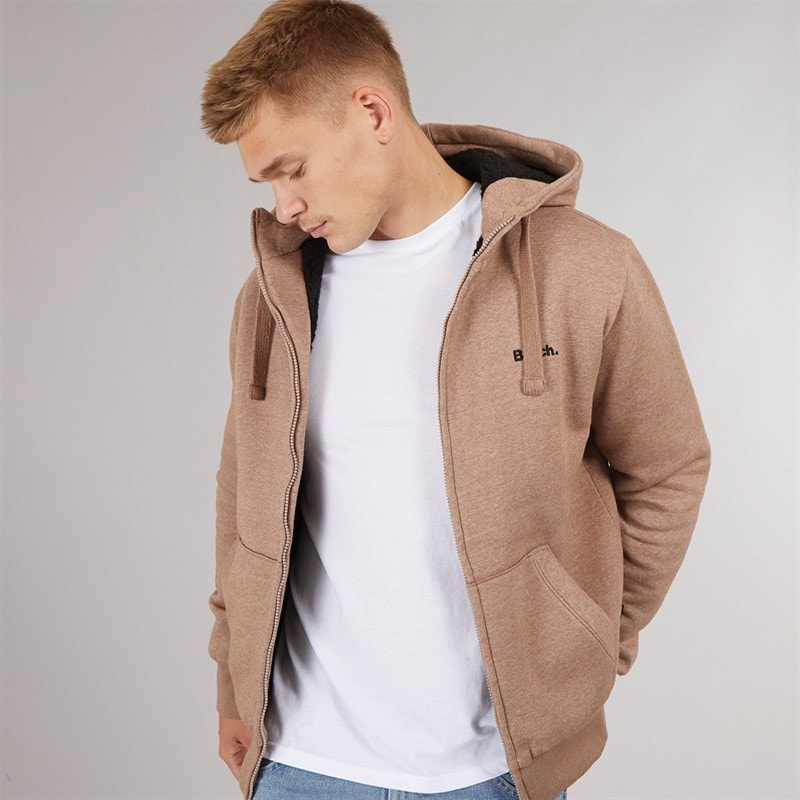 Bench Heren Baraz Borg Gevoerde Hoodie Taupe Marl