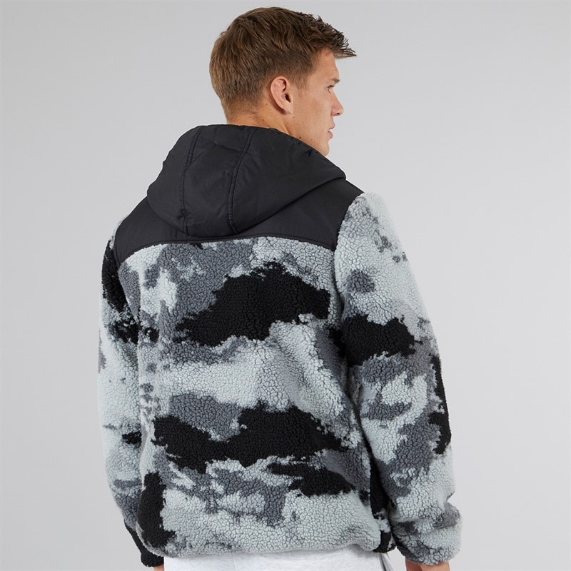 Bench Heren Sableo Fleece Hoodie Zwart Camo - Afbeelding 2
