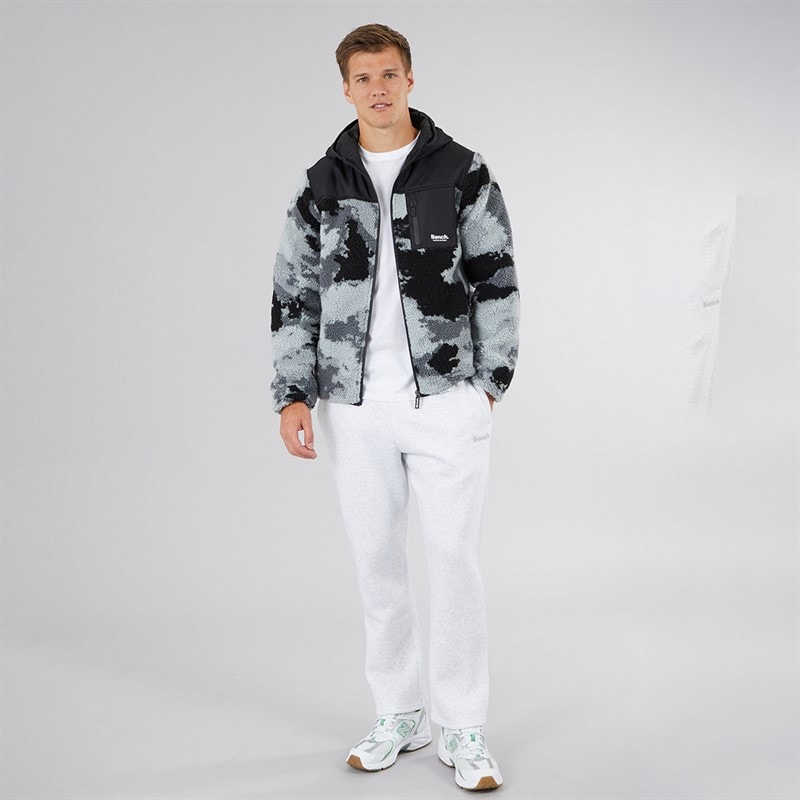 Bench Heren Sableo Fleece Hoodie Zwart Camo - Afbeelding 4