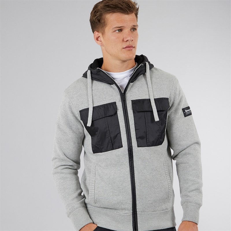 Bench Herren Minski Strick Hoodie Grau Meliert - Bild 3