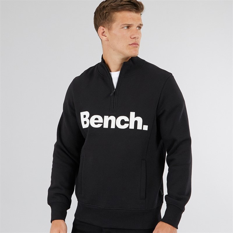 Bench Heren Plinth Spots 1 / 4 Rits Trechter Hals Sweatshirt Zwart