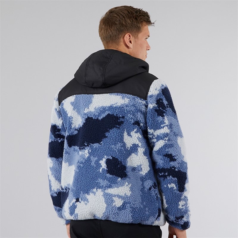 Bench Heren Sableo Fleece Hoodie Blauw Camo - Afbeelding 2