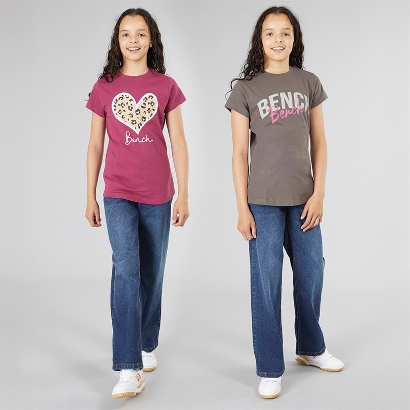 Bench Mädchen Olina Zweierpack T Shirts Beere / Anthrazit - Bild 3