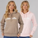 Bench Pacquet Double Sweats à Capuche Femme Rose Clair Taupe Foncé