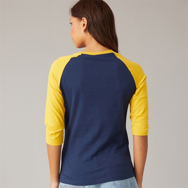 Bench Dames Morr 3/4 Mouw T-Shirt Marineblauw/Mosterd - Afbeelding 2