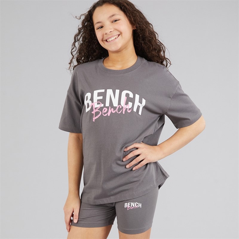 Bench Meisjes Vexlo T Shirt En Shorts Set Charcoal