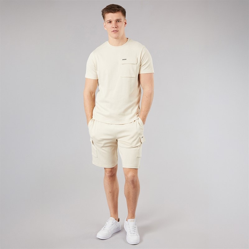 Bench Heren Ludar T-shirt En Shorts Set Ecru - Afbeelding 4