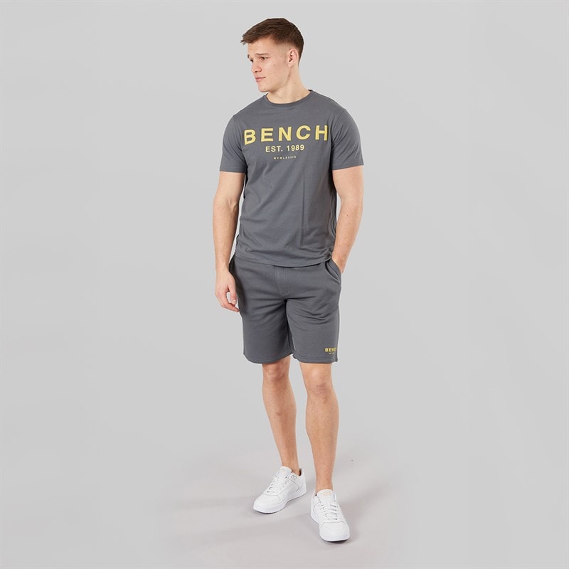 Bench Heren Nuvero T-shirt En Shorts Set Steel Grey - Afbeelding 4