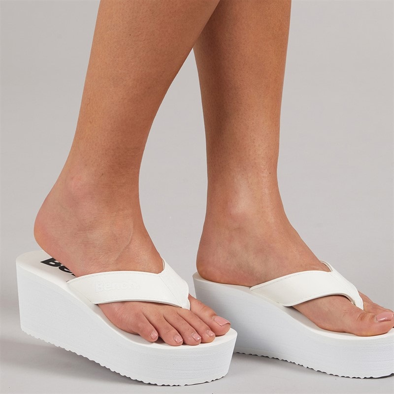 Bench Tongs compensées chunky Femme les vacances White Pu