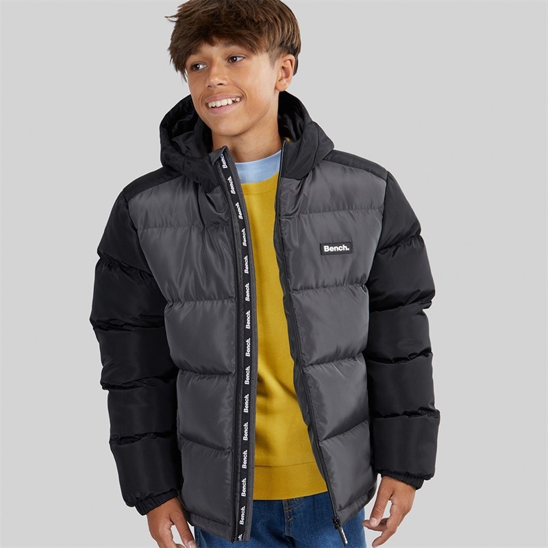 Bench Junge Vireo Kapuzen Daunenjacke Dark Grey/Schwarz