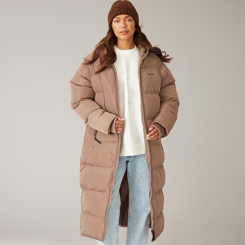 Bench Dames Ryelle Maxi Lengte Puffer Jas Light Brown - Afbeelding 1