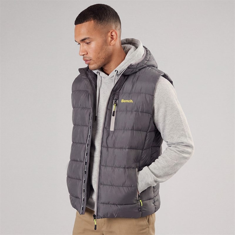 Bench Herren Galban Kapuzen Puffer Weste Neu Dunkelgrau New Dk Grey - Bild 1