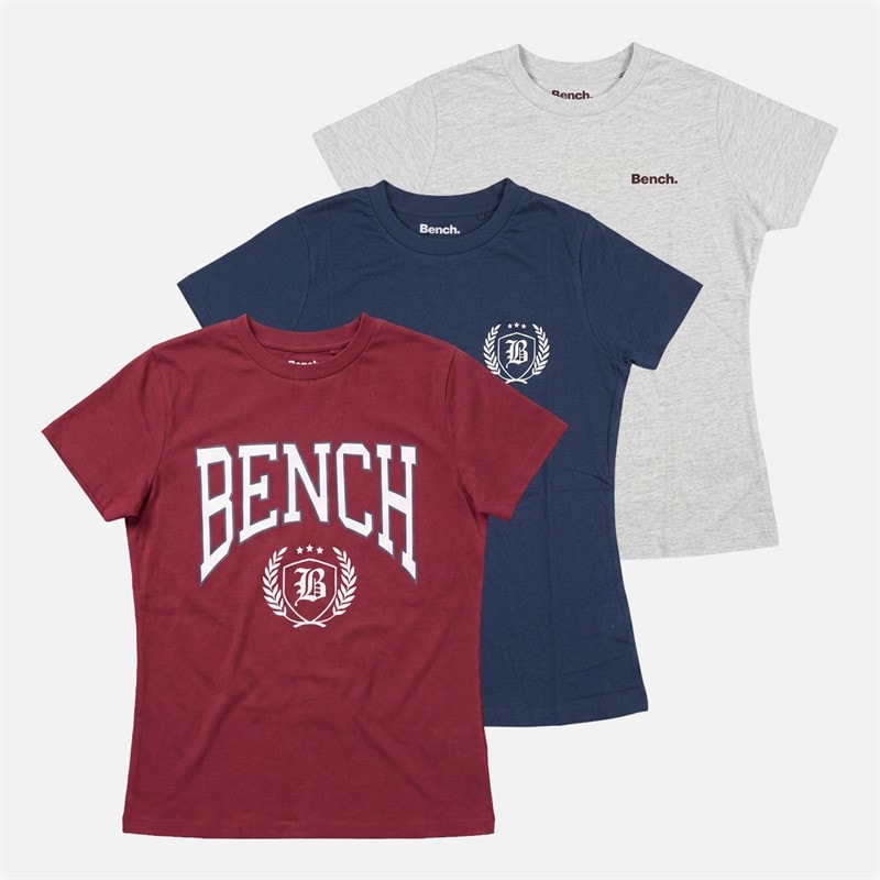 Bench Damen Ishra Drei Pack T-Shirts Grey Marl/Cordovan/Navy - Bild 1