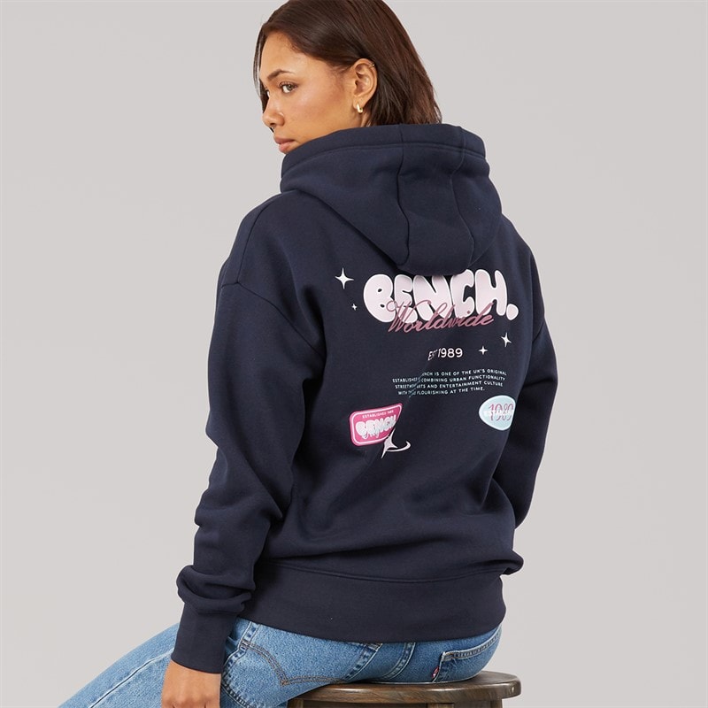 Bench Sweat à Capuche oversize Fessa Femme avec imprimé graphique Navy