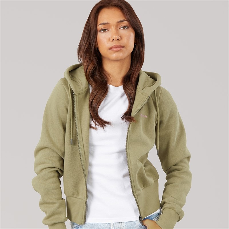Bench Sweat à Capuche zippé ajusté Femme Chessa Washed Khaki