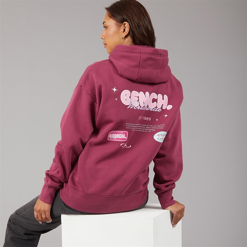 Bench Sweat à Capuche oversize Fessa Femme avec imprimé graphique Berry