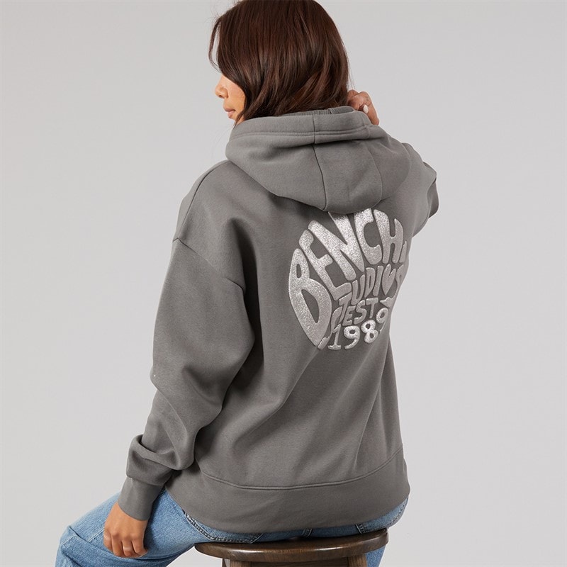 Bench Sweat à Capuche zippé Femme avec graphique pailleté Charcoal