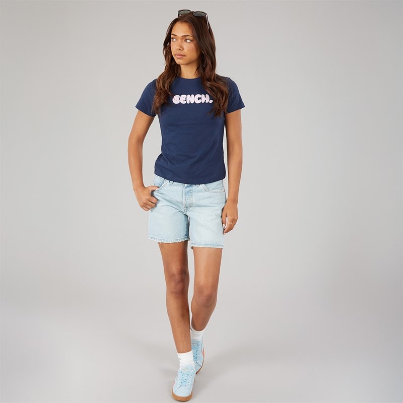 Bench T-shirt bébé Ress ajusté Femme avec imprimé graphique Navy - Image 3