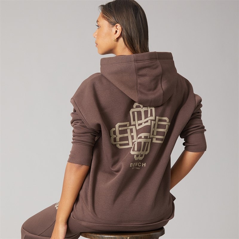 Bench Sweat à Capuche oversize Rietta Femme avec imprimé Coffee