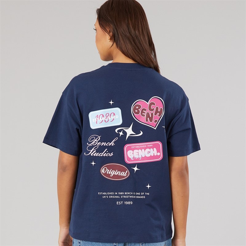 Bench Damen Ayenn Oversized T-Shirt mit Grafikdruck Navy - Bild 3