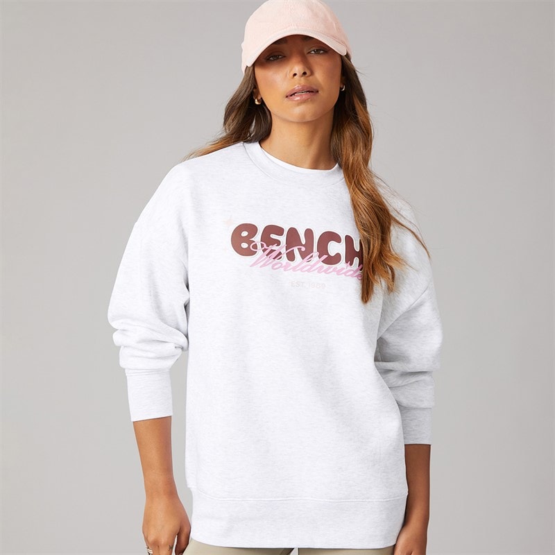 Bench Femme Heya Sweat-Shirt ample à col rond Ice Grey Marl