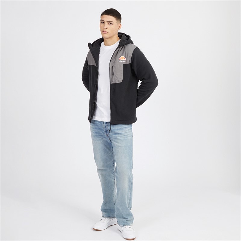 Ellesse Herren Drago Kapuzen-Fleecejacke Schwarz - Bild 4