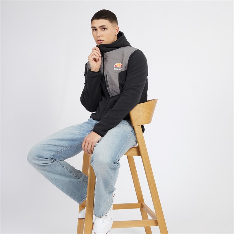 Ellesse Herren Drago Kapuzen-Fleecejacke Schwarz - Bild 5