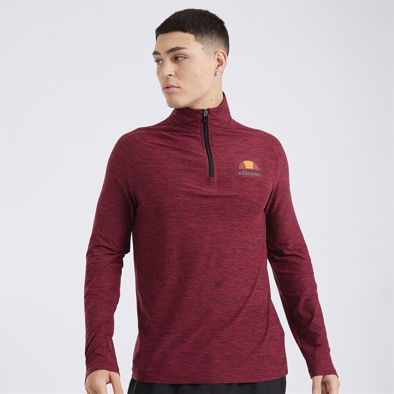 Ellesse Heren Fasano T-shirts met lange mouwen Bordeauxrood - Afbeelding 1