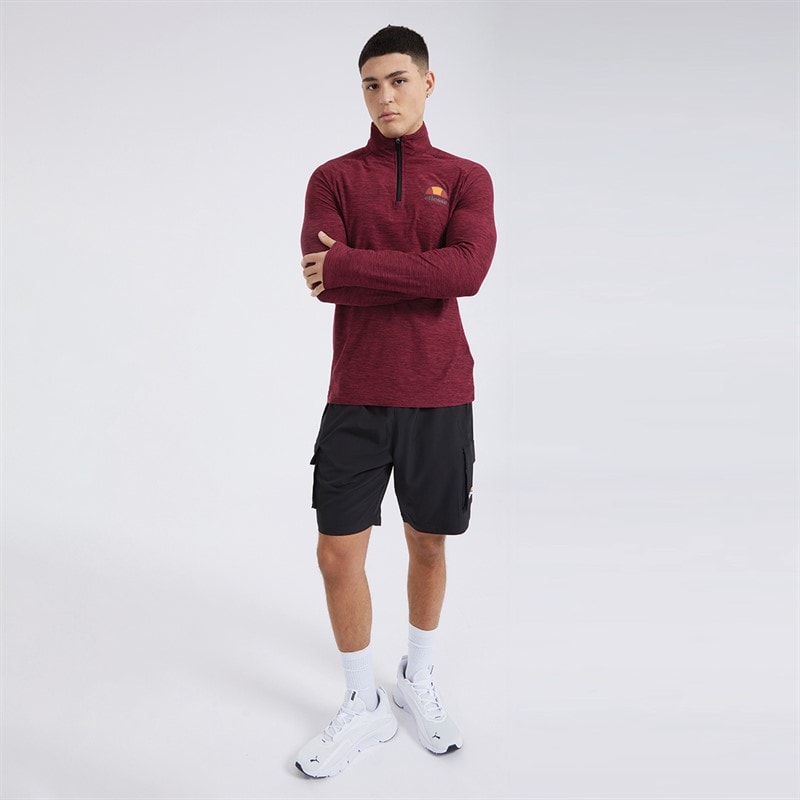 Ellesse Heren Fasano T-shirts met lange mouwen Bordeauxrood - Afbeelding 4