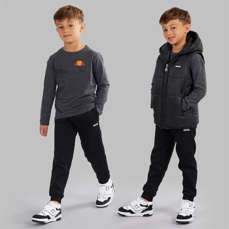 Ellesse Jongens Luka Hooded Gilet T-Shirt En Joggingbroek Set Zwart