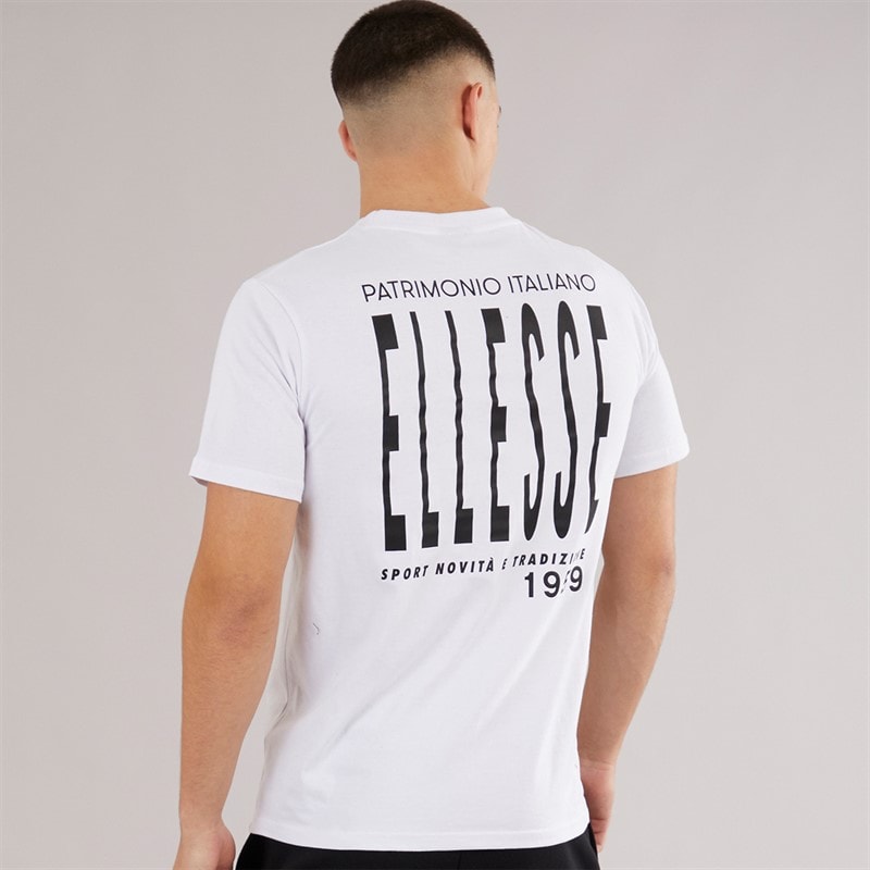 Ellesse Heren Retanna Achter Logo T-shirt Wit/Zwart - Afbeelding 3