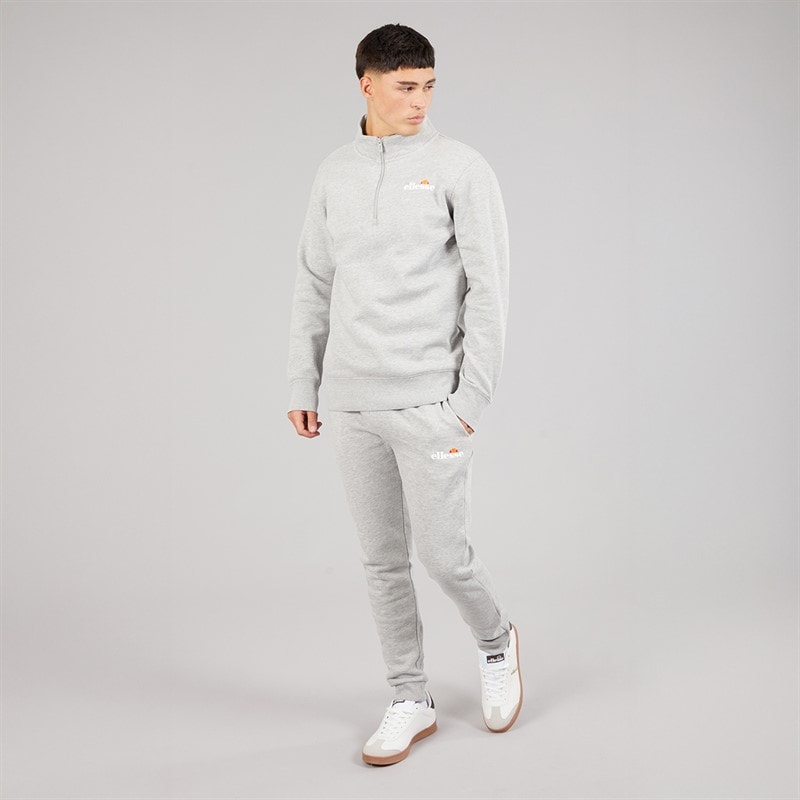 Ellesse Heren Benevento 1/4 Rits Sweatshirt Light Grey Marl - Afbeelding 4
