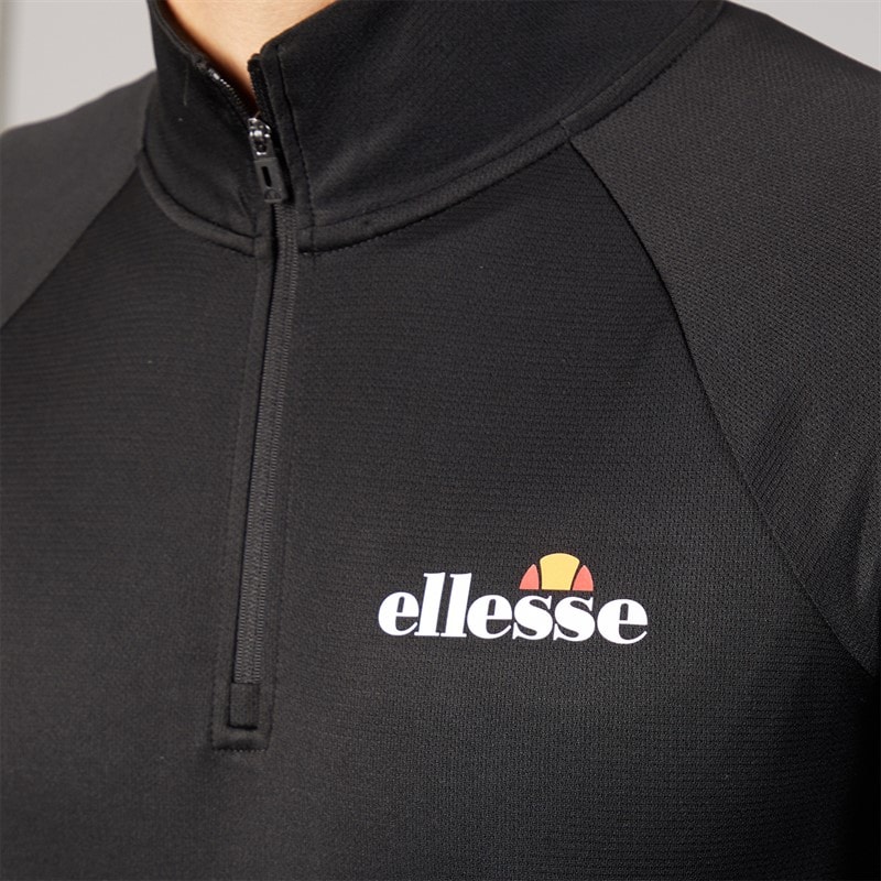 Ellesse Heren Brandon 1/4 Rits Hardloopshirt Zwart - Afbeelding 3