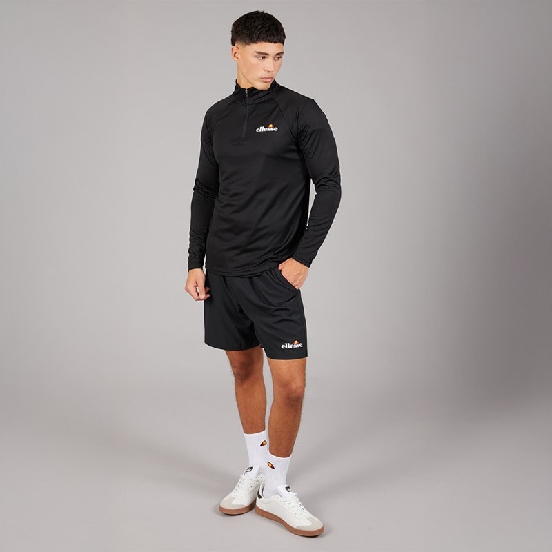 Ellesse Heren Brandon 1/4 Rits Hardloopshirt Zwart - Afbeelding 4