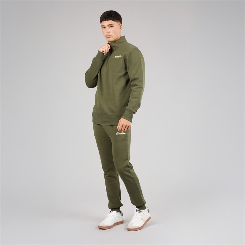 Ellesse Heren Benevento 1/4 Rits Sweatshirt Khaki - Afbeelding 4