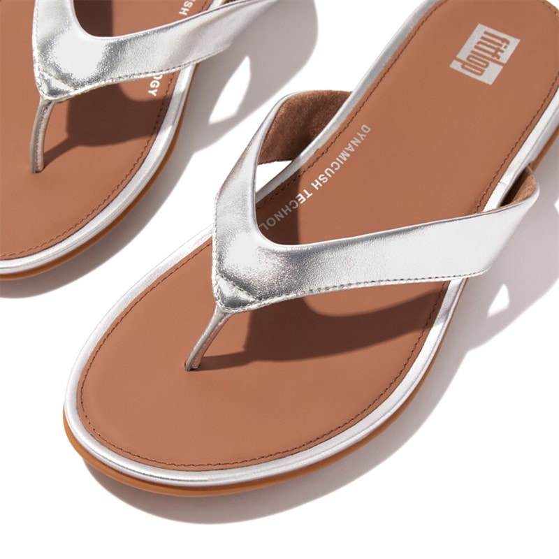 FitFlop Dames Gracie Leren Slippers Zilver - Afbeelding 3